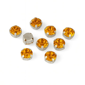 Topaz Gold in Silver Setting Rose Montees, EIMASS® 3555 Range Single Claw Crystals