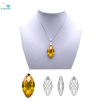 Topaz Gold Navette Horse Eye Pendant - EIMASS® Elements Zircon Gifts