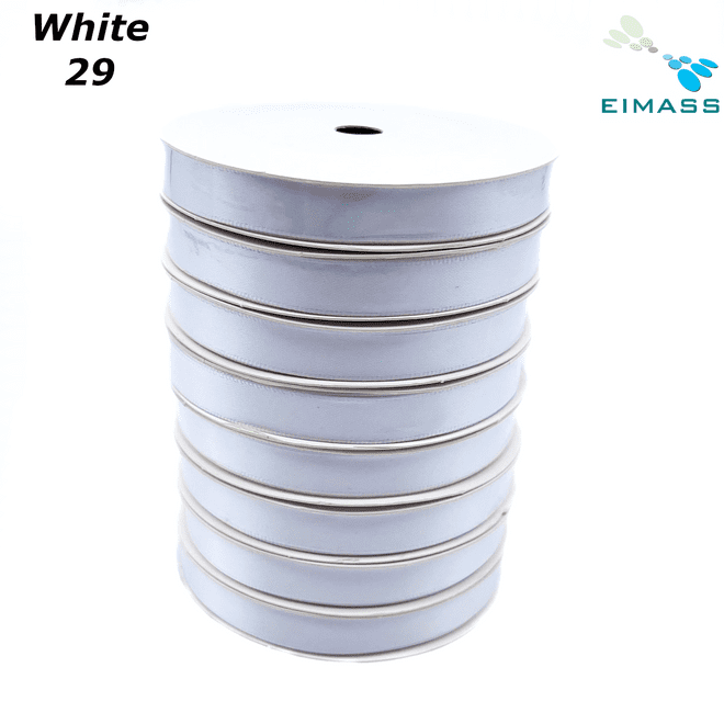 White (29) Premium Double Sided EIMASS® Satin Ribbons 6mm 10mm 15mm 20mm 25mm 38mm