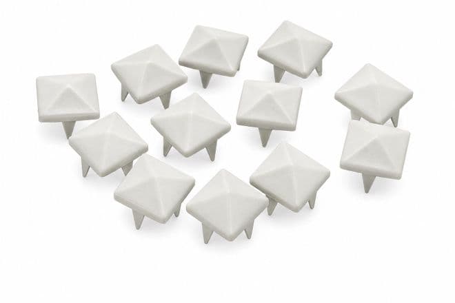 White Pyramid Studs, Rivets to Embellish Bags, Shoes, Leather Jackets, Clothes, Craft, Claw Studs