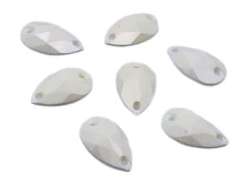 White Teardrop, EIMASS Resin Crystals, Sew or Glue on Flat Back Rhinestones