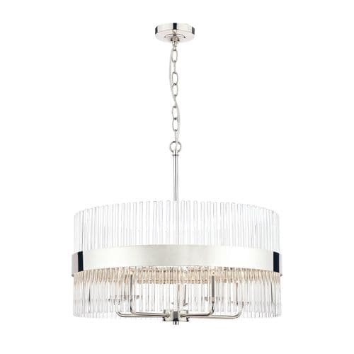 **REFURBISHED** Laura Ashley Alexa 5lt Pendant Polished Nickel Glass Rods - 336738915163