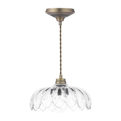 **REFURBISHED** Laura Ashley Bexwell Pendant Matt Antique Brass and Glass