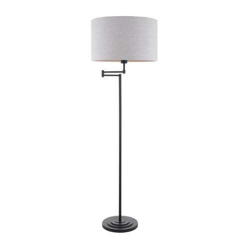 **REFURBISHED** Laura Ashley Marlowe Floor Lamp Matt Black With Shade - 336738915151