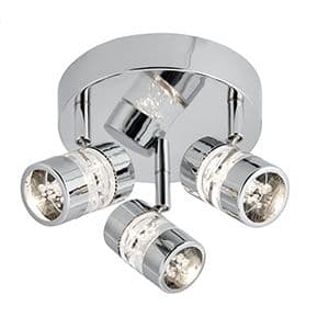 0.1) Led Round Spot Chrome + Bubble Acrylic Shades. Ip44 (Double Insulated) Bx4413Cc-17