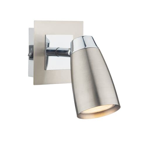 0.2) Loft 1lt Low Energy Spot Satin / Polished Chrome  (Class 2 Double Insulated) LOF0746