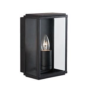 1 Light Black Rectangle Box Outdoor Wall Light. Ip44 8204Bk