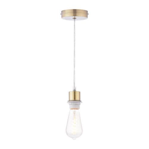 1 Light E27 Suspension Antique Brass With Clear Cable