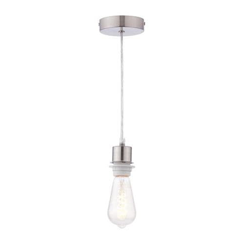 1 Light E27 Suspension Satin Chrome With Clear Cable