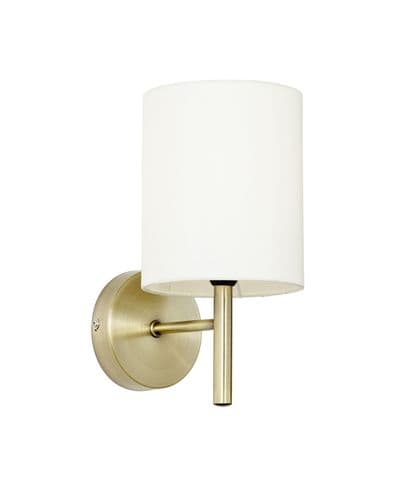 1 Light Wall Bracket In Antique Brass With Cream Faux Silk Shade BRIO-1WBAB