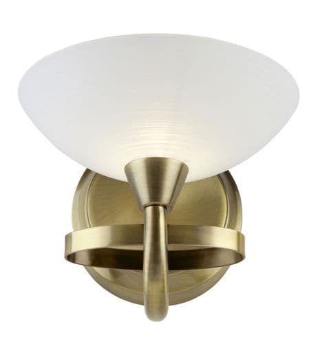 1 Light Wall Bracket In Antique Brass With Glass Shade CAGNEY-1WBAB