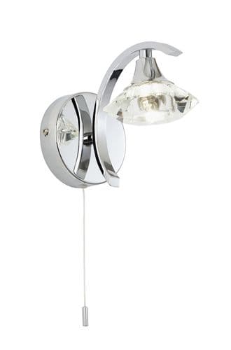 1 Light Wall Bracket In Chrome With Glass Shade LANGELLA-1WBCH