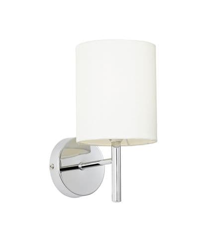 1 Light Wall Bracket In Chrome With Ivory Faux Silk Shade BRIO-1WBCH