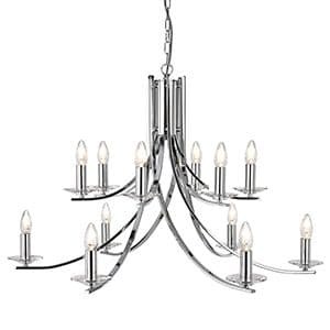 12 Light Chrome Twist Ceiling With Clear Glass Sconces 41612-12Cc