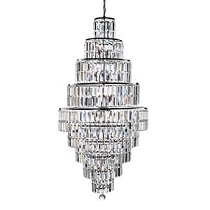 13 Light Chrome Chandelier With Clear Bevelled Glass Trimmings 1500Cc
