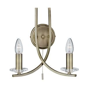 2 Light Antique Brass Twist Wall Light With Clear Glass Sconces 4162-2Ab
