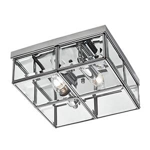 2 Light Chrome Flush Box With Clear Glass Shade 6769-26Cc
