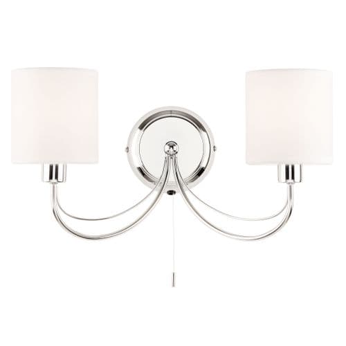 2 Light Wall Bracket In Chrome With White Shades PHANTOM-2WBCH