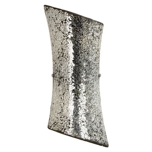 2 Light Wall Bracket In Hand Painted Chrome Colour Crackled Glass MARCONI-2WBCH