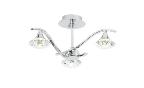 3 Light Ceiling Fitting In Chrome With Glass Shades LANGELLA-3CH