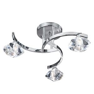 3 Light Chorme Curve Semi Flush - Clear Glass 8083-3Cc