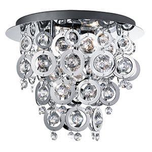 3 Light Chrome Flush With Chrome Rings And Clear Acrylic Inserts 0573-3Cc