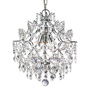 3 Light Chrome Pendant With Hexagonal Glass Drops And Buttons 7673-3Cc