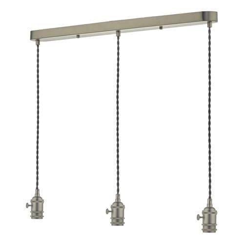 3 Light E14 Bar Suspension Antique Chrome