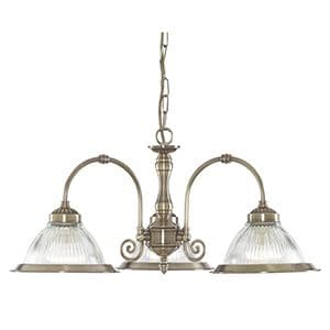 3 Light Fitting Antique Brass Diner-Clear Glass 9343-3