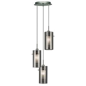 3 Light Smokey Outer / Clear Inner Glass Mulit-Drop Ceiling 2300-3Sm
