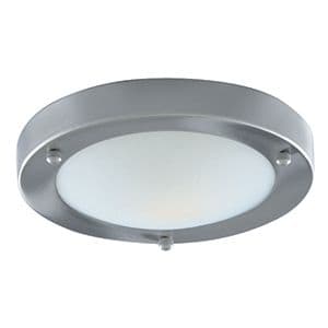 31Cm Domed White Glass Flush Satin Silver 1131-31Ss