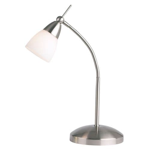 33W G9 Touch Dimming Desk Lamp Satin Chrome Complete With Opal Glass TX652-TLSC-17