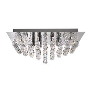 4 Light Chrome Square Flush Fitting Complete With Crystal Balls 6404-4Cc