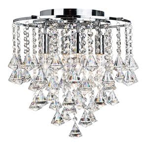 4 Light Flush With Clear Crystal Buttons And Drops 3494-4Cc
