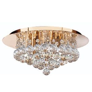 4 Light Gold Hanna Flush Fitting With Clear Crystal Balls 3404-4Go