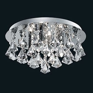 4 Light Hanna Chrome Flush Fitting Complete With Diamond Shape Crystals 3304-4Cc