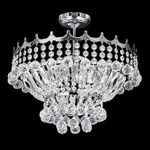 5 Light 39Cm Chrome Semi Flush Complete With Crystal 9113-39Cc