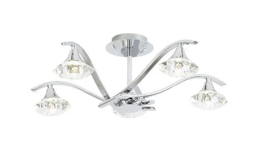 5 Light Ceiling Fitting In Chrome With Glass Shades LANGELLA-5CH