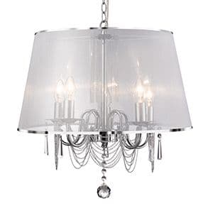 5 Light Ceiling - White Viole Shade And Chain Link 1485-5Cc