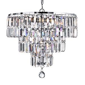 5 Light Chrome Ceiling With Clear Crystal Coffin Drops 1375-5Cc