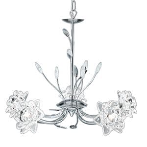 5 Light Chrome Fitting With Clear Flower Glass 8285-5Cc