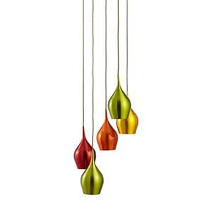 5 Light Multi-Drop Coloured Shades 6465-5