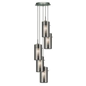 5 Light Smokey Outer / Clear Inner Glass Mulit-Drop Ceiling 2305-5Sm