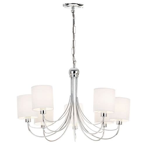 7 Light Ceiling Fitting In Chrome With White Shades PHANTOM-7CH