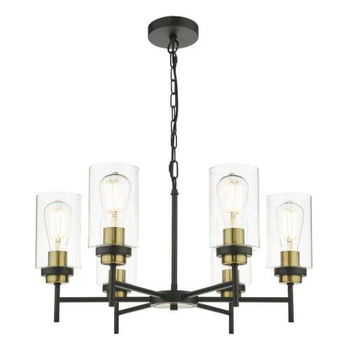 ABEL 6LT PENDANT BLACK & GOLD CW CLEAR GLS