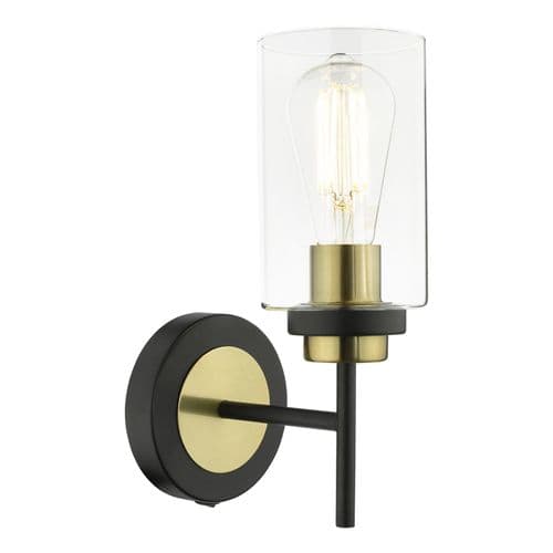Abel Wall Light Satin Black and Glass