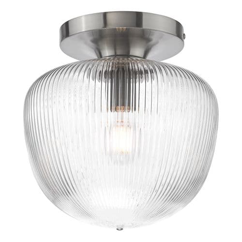 Abrielle Flush Brushed Nickel and Ribbed Glass