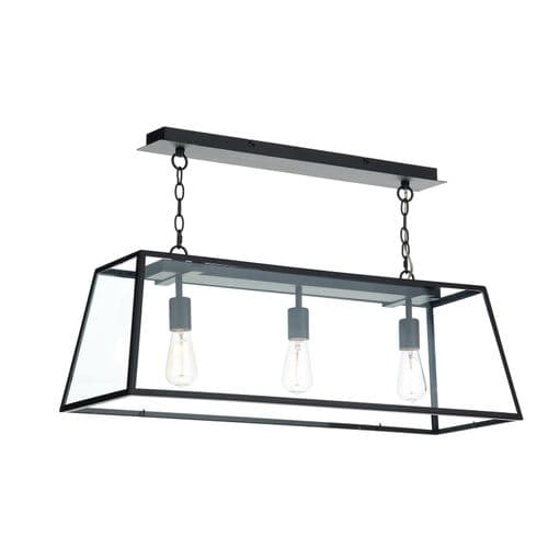 Academy 3 Light Bar Pendant Matt Black and Glass