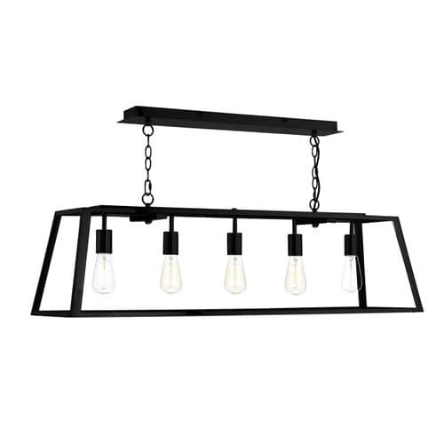 Academy 5 Light Bar Pendant Matt Black and Glass