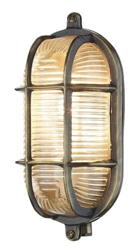 Admiral Small Oval Wall Bulkhead Antique Brass IP64 ADM5275 (Hand made, 7-10 day Delivery)